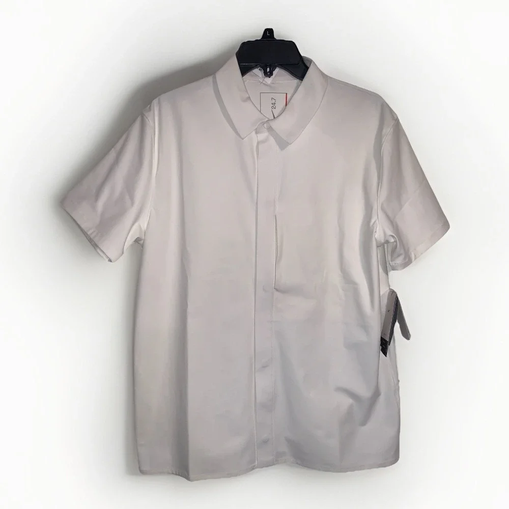 Nike 24.7 Perfect Stretch‎ Men's S Dri-FIT Top Short Sleeve HQ6958-133 Bone NEW